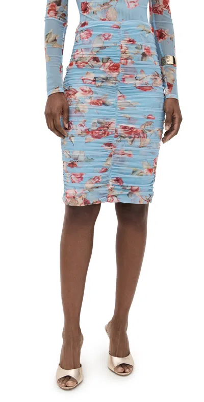 L AGENCE ISADORA MESH SKIRT LT BLUE TAPESTRY FLORAL