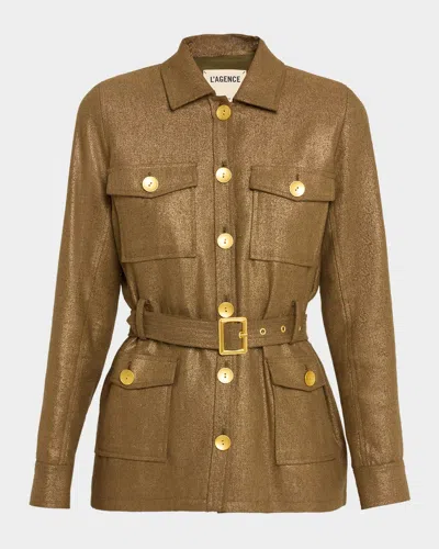L Agence Ishani Belted Jacket In Gold