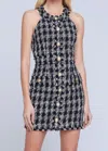 L Agence Jade Button-front Tweed Mini Dress In Black