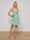L Agence Floral Lemon Jai Drop-waist Mini Dress In Multi