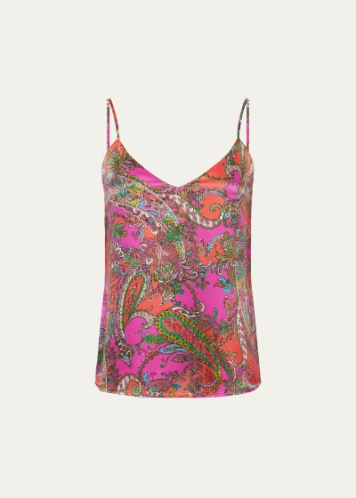 L Agence Jane Rhodamine Spaghetti-strap Tank Top In Rhodamine Pop