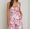 L Agence Jane Silk Camisole In White/pink Small Porcelain Toile