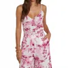 L Agence Jane Spag Strap Top In White/pink Small Porcelain Toile In Multi