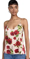 L Agence Jane Spaghetti Strap Top Sand/red Romantic Rose In Sand/red Romantic Rose