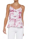 L Agence Jane Toile Silk Top In White Pink Small Porcelain