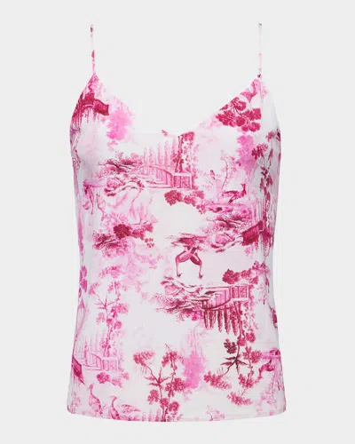 L Agence Jane Toile Spaghetti-strap Tank Top In Pink