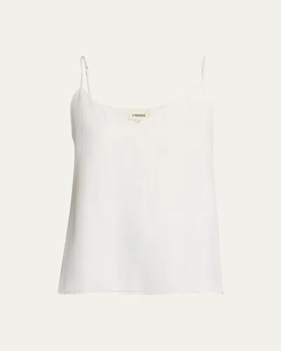 L Agence Jane V-neck Spaghetti-strap Silk Tank In White