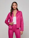 L Agence Janelle Coated Denim Jacket In Pink