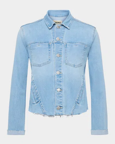 L Agence Janelle Cut-off Denim Jacket In Blue