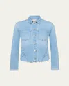 L Agence Janelle Cut-off Denim Jacket In Blue