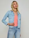 L Agence Janelle Slim Raw Jacket In Cruz In Blue
