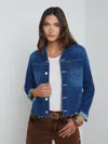 L Agence Janelle Slim-fit Raw-hem Denim Jacket In Desoto