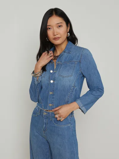 L Agence Janelle Denim Jacket In Blue