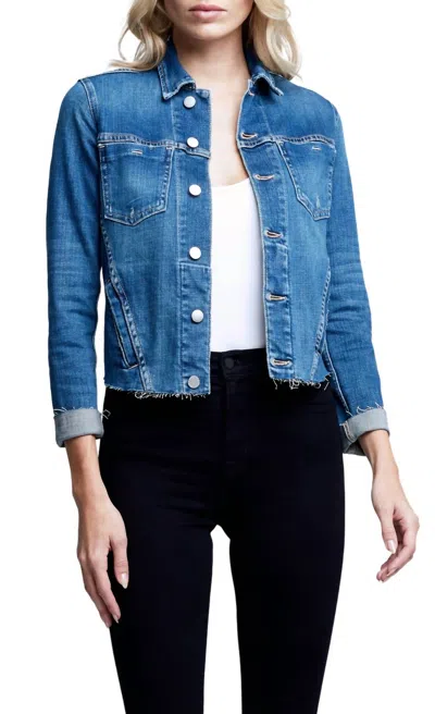 L Agence L'agence Janelle Slim-fit Raw Denim Jacket In Multi