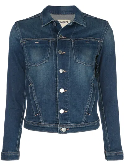 L Agence Janelle Slim Denim Jacket In Blue