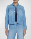 L Agence Janelle Slim Raw Denim Jacket In Blue