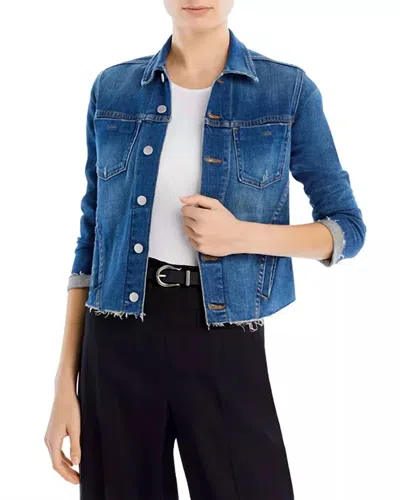 L Agence Janelle Slim Raw Jacket In Blue Denim
