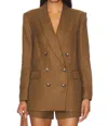 L Agence Jayda Relaxed Double Breasted Blazer In Brown Olive In Brown