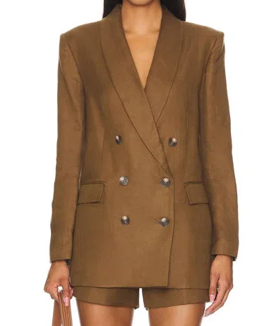 L Agence Jayda Relaxed Double Breasted Blazer In Brown Olive
