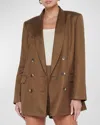 L Agence Jayda Linen-blend Blazer In Brown Olive