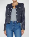 L Agence Jayde Leather Jacket In Midnight