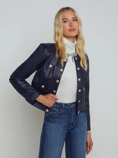 L Agence Jayde Leather Jacket In Midnight