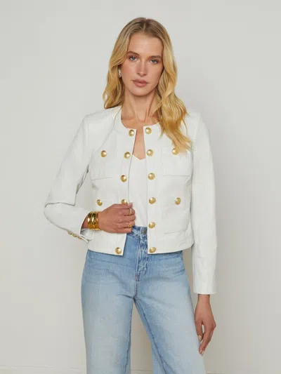 L Agence Jayde Leather Jacket In White