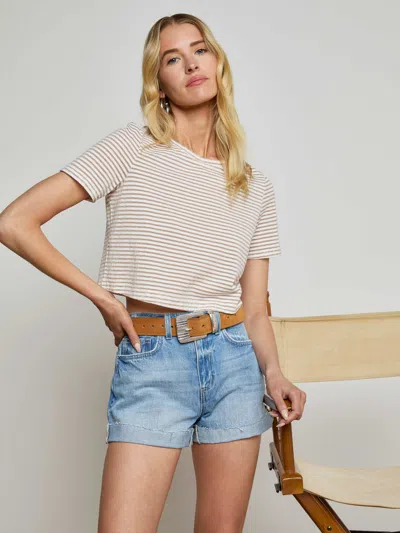 L Agence Jazzy Cuffed Denim Short In Gray