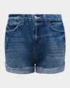 L Agence Jazzy High-rise Cuffed Denim Shorts