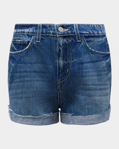 L Agence Jazzy High-rise Cuffed Denim Shorts