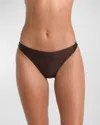 L Agence Jean Shimmer Scoop-front Bikini Bottoms In Chocolate