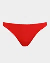 L Agence Jean Shimmer Scoop-front Bikini Bottoms In Rouge