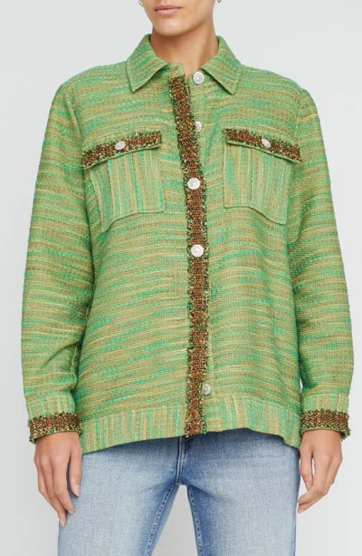 L Agence Jeanine Tweed Shacket In Fern Multi Tweed