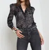 L AGENCE JENICA BLOUSE IN BLACK OIL LEOPARD