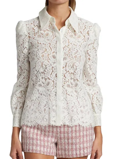 L Agence Jenica Lace Blouse In Ivory Lace In Beige