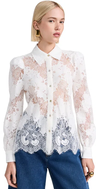 L Agence Jenica Lace Blouse Ivory In White