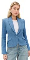 L Agence Jennah Single-breasted Tweed Blazer In Harbor Blue/good Luck Chain