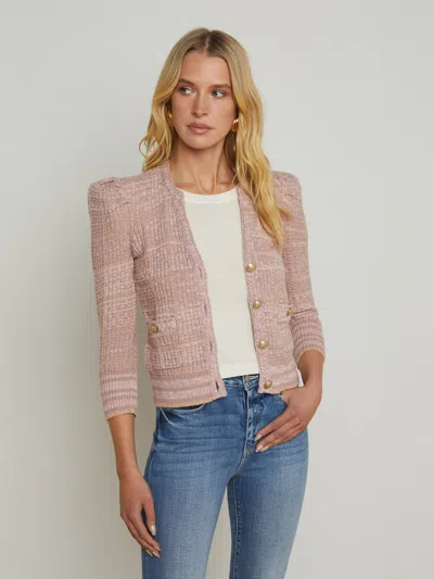 L Agence Jenni Cardigan In Dusty Pink Multi