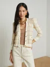 L Agence Waffle-knit Jenni Cardigan In Ivory/cappuccino Multi