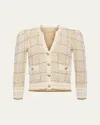 L Agence Waffle-knit Jenni Cardigan In Ivorycappuccino Multi