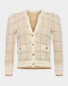 L Agence Waffle-knit Jenni Cardigan In Ivorycappuccino Multi