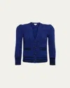 L Agence Jenni Tweed Waffle Stitch Cardigan In Blueblack Multi