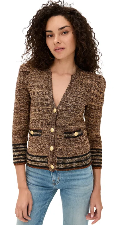 L Agence Jenni Waffle Stitch Cardigan Neutral Multi