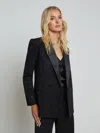 L Agence Crystal-embellished Double-breasted Blazer In Black Crystal
