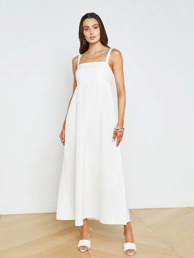 L'agence Jessamy Empire Waist Midi Dress In Ivory