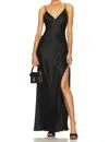 L AGENCE JET CHAIN STRAP GOWN IN BLACK