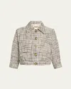L Agence Jia Cropped Tweed Jacket In Ecrublack