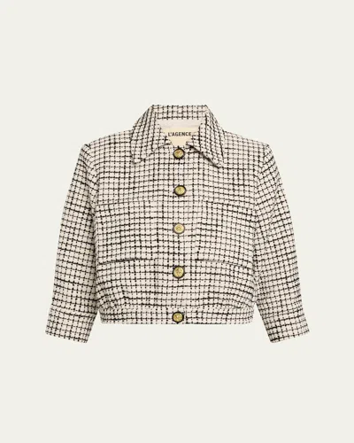 L Agence Jia Cropped Tweed Jacket In Ecrublack
