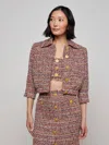 L Agence Tweed Cropped Jia Jacket In Pink