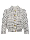 L Agence Jia Tweed Jacket In Ecru/black